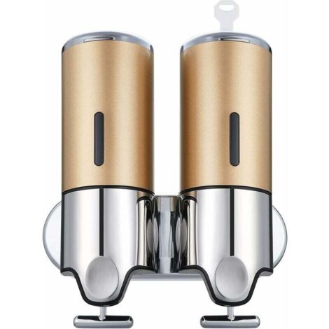 Dispenser di sapone a doppia pompa - 1000 ml - Dispenser manuale a parete per shampoo, bagnoschiuma, lozione per WC, bagno, cucina, hotel, ufficio