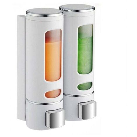 Dispenser di sapone a parete 400 ml x 2 Dispenser di shampoo e bagnoschiuma Doppio dispenser di sapone per doccia Dispenser di sapone liquido manuale a parete Dispenser di disinfezione delle mani