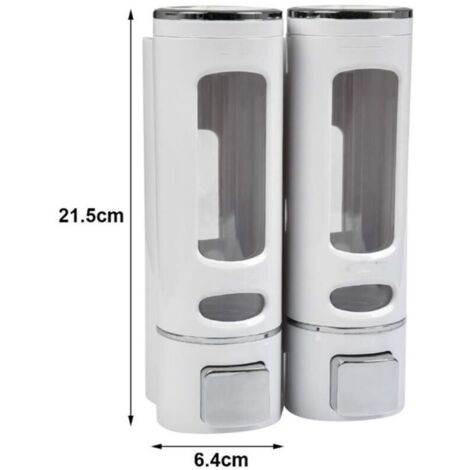 Dispenser di sapone a parete 400 ml x 2 Dispenser di shampoo e gel doccia Doppio dispenser di sapone per la doccia Dispenser manuale di sapone liquido a parete Dispenser di gel igienizzante per le man