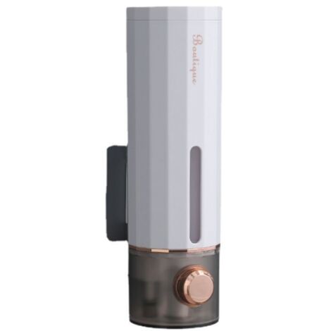 Dispenser di sapone a parete da 450 ml, ideale per shampoo e bagnoschiuma. Design moderno e facile da installare.