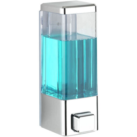 Dispenser di sapone automatico a parete in plastica cromata dal design moderno, ideale per il bagno. Dispenser di sapone e disinfettante, trasparente, non richiede foratura ed è facile da pulire.