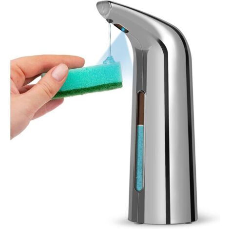 Dispenser di sapone automatico con sensore, impermeabile, senza contatto, a infrarossi, per bagno, cucina, hotel, ristorante - Argento