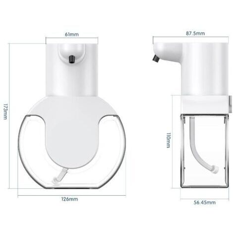 Dispenser di sapone automatico da 430 ml con 4 livelli regolabili, ricaricabile tramite USB, montaggio a parete, dispenser elettrico di sapone in schiuma per bagno, cucina, ufficio, scuola