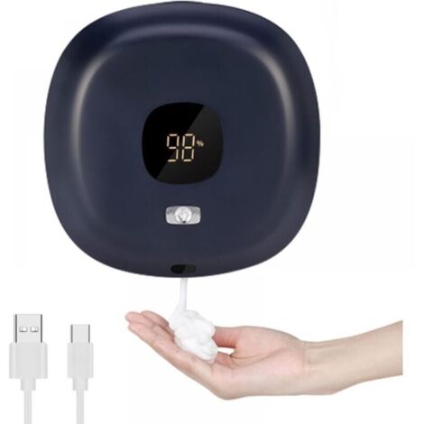 Dispenser di sapone automatico da parete, dispenser di sapone ricaricabile tramite USB senza contatto da 300 ml per bagno, cucina, ufficio e scuola (blu scuro)