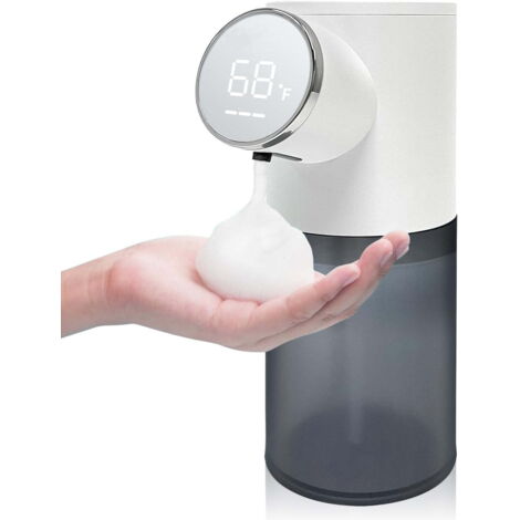 Dispenser di sapone automatico senza contatto per lavello da cucina, dispenser di sapone in schiuma per lavastoviglie elettrico con display della temperatura, dispenser di sapone ricaricabile, bianco