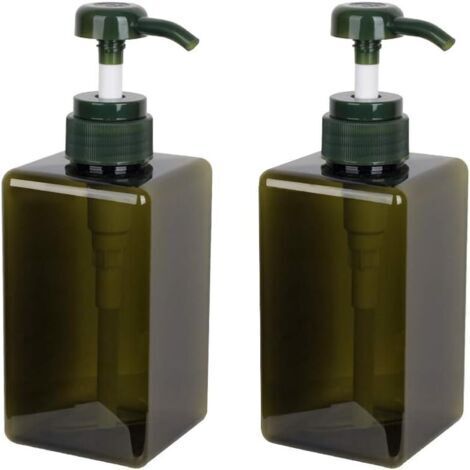 Dispenser di sapone da 450 ml, confezione da 2, in plastica con pompa a vuoto per cucina e bagno, colore verde scuro.