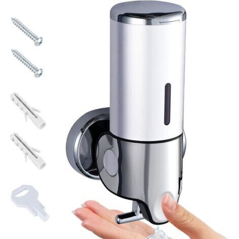 Dispenser di sapone da 500 ml (bianco), dispenser di gel igienizzante per le mani a parete, dispenser manuale di sapone da cucina, dispenser di shampoo e bagnoschiuma, per bagno e toilette di hotel.
