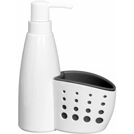 Dispenser sapone da cucina con porta spugna per lavello (doppi disp