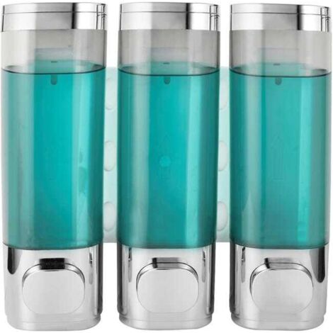 Dispenser di sapone da doccia a parete, 3 dispenser di gel doccia da parete da 300 ml (argento)
