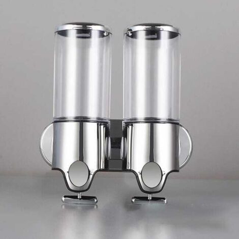 Dispenser di sapone da parete da 500 ml x 2, dispenser di sapone per le mani a doppia testa, dispenser di liquido, gel doccia