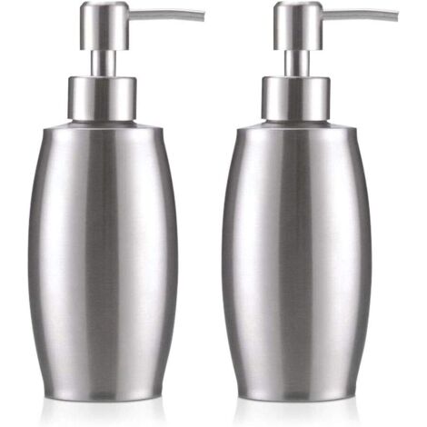 Dispenser di sapone, dispenser di sapone liquido in acciaio inossidabile da 350 ml, dispenser di sapone liquido per bagno, dispenser di sapone liquido per lavello da cucina, disinfettante, bagno (2 pe