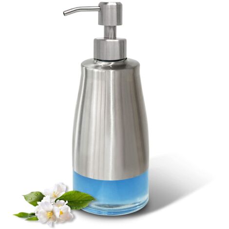Dispenser di sapone in acciaio inossidabile, dispenser di sapone per doccia da 300 ml con etichette - Dispenser di lozione ricaricabile per cucina, bagno, ufficio, hotel