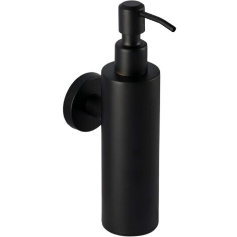Dispenser di sapone in acciaio inox nero - Dispenser da bagno a parete (acciaio inox (nero), forma rotonda)