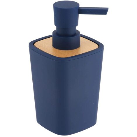 Dispenser di sapone in gomma + abs e bambù 380 ml - blu navy - Tendance