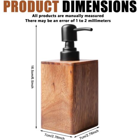 Dispenser di sapone in legno - Dispenser di sapone liquido in noce - Per casa, bagno, hotel - Facile da riempire - Flacone di shampoo - Dispenser di sapone liquido