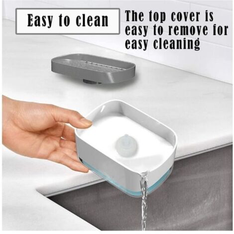 Dispenser di sapone liquido 2 in 1 con porta spugna, dispenser di detersivo per piatti, dispenser manuale in plastica con pompa per lavello da cucina e bagno.
