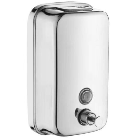 Dispenser di sapone liquido a parete, 500 ml, in acciaio inox, colore argento, per cucina e bagno.