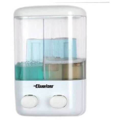 DISPENSER DI SAPONE LIQUIDO A PARETE DUE VANI Lt 0.48 x 2  - H. 220 mm DH