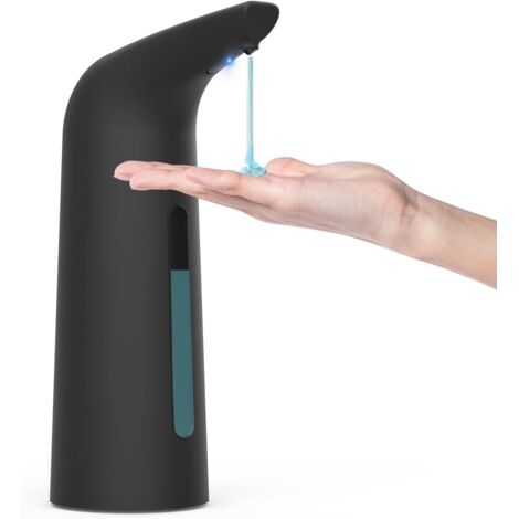 Dispenser di sapone liquido automatico senza contatto da 400 ml, finitura effetto legno scuro, alimentato a batteria, dimensioni approssimative: 214 x 70 mm (8,43 x 2,76 pollici).