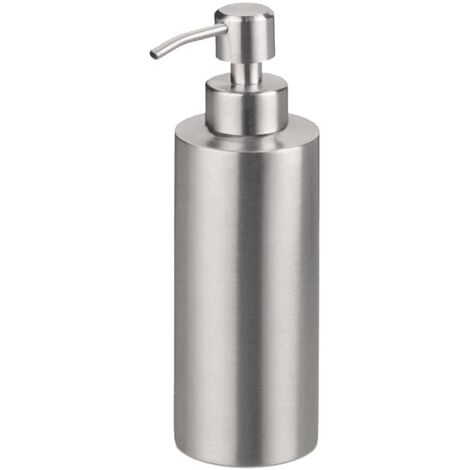 Dispenser di sapone liquido da 350 ml, lozione, detersivo per piatti, shampoo, per cucina, bagno, acciaio inossidabile, cilindrico
