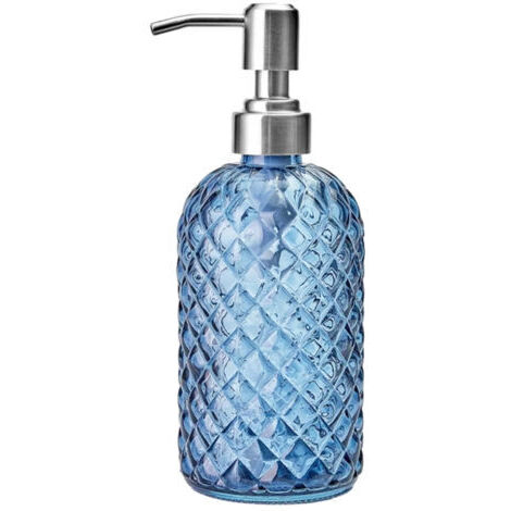 Dispenser di sapone liquido in vetro con erogatore in acciaio inox 304 – 350 ml – ideale per bagni e piani di lavoro di hotel.