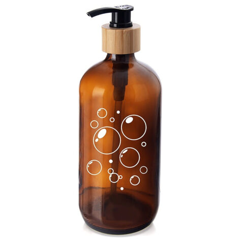 Dispenser di sapone liquido in vetro per bagno, contenitore da 500 ml