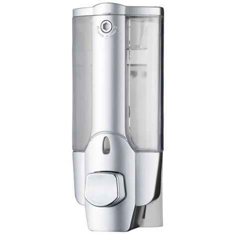 Dispenser di sapone manuale a parete, dispenser di sapone liquido da 350 ml, dispenser di sapone professionale a parete per bagno, cucina, hotel (argento)