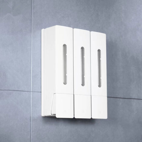 Dispenser di sapone per doccia 3 x 400 ml per shampoo e balsamo 3 camere montaggio a parete senza foratura per bagno cucina