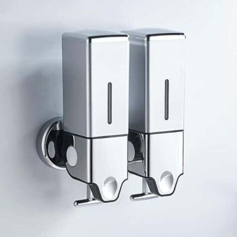 Dispenser di sapone per le mani a parete, dispenser di sapone commerciale, sapone per doccia e lozione per bagno, cucina, mercato, hotel, ristorante (argento, 1000 ml)