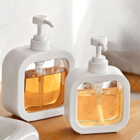 Dispenser di sapone ricaricabile per cucina e bagno, con vaschette anti-perdita, dispenser per liquidi, 300 ml, 2 pezzi