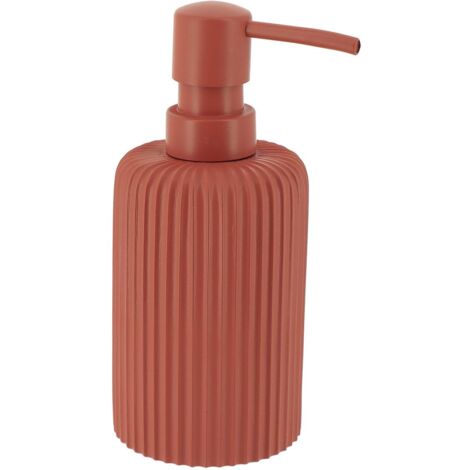 Dispenser di sapone rotondo in poliresina a righe 230 ml - terracotta - Tendance
