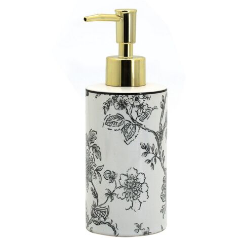 Dispenser in ceramica bianco con decori - serie Fiori