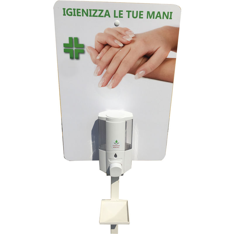 Image of Dispenser Manuale One Touch Ricaricabile per Soluzione Disinfettante Lavamani in Gel Detergente Antibatterico e Sanificante. Capacit ml 500