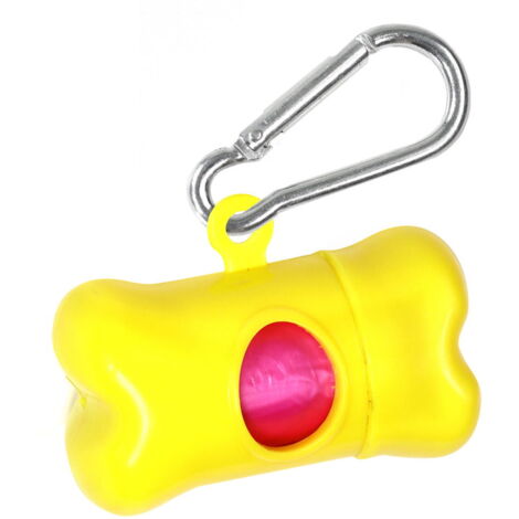 Dispenser micro porta sacchetti igienici a forma di osso Giallo per cani