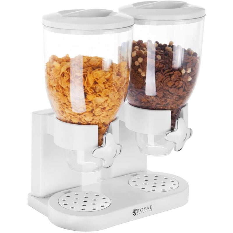 Dispenser Per Cereali Frutta Secca 2 Contenitori Da 7 Litri - Chiusura Ermetica