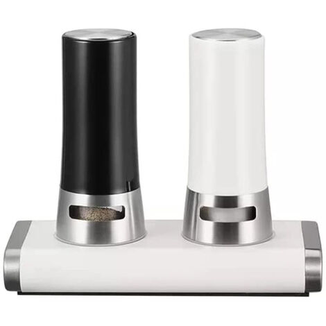Dispenser per Sale e Pepe 2 Pezzi barattolini con Supporto Magnetico per Evitare fuoriuscite contenitori Bianco e Nero