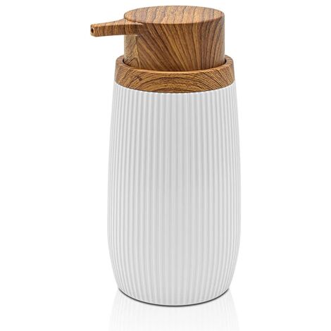 Dispenser per sapone liquido Bianco dettagli effetto legno Blob