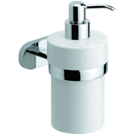 Dispenser portasapone a muro dosatore manuale ceramica e metallo mod. Louise