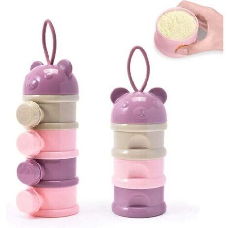 Dispenser portátil de leche en polvo, 2 recipientes para leche en polvo, dispensador de leche en polvo con mecanismo de apertura lateral, contenedor para alimentos como frutas para viajes y actividade