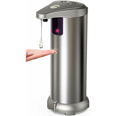 Dispenser Sapone Automatico, Acciaio Inossidabile, Sensore Movimento infrarossi, Base Impermeabile, Interruttore Regolabile, Bagno, Cucine, Hotel, Ristorante