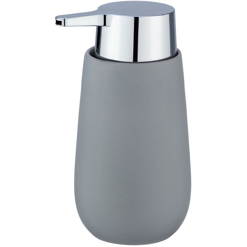 Dispenser per Sapone Liquido Badi, Capacità 320 ml, Ceramica, 9,5x16x8 cm, grigio opaco - Wenko