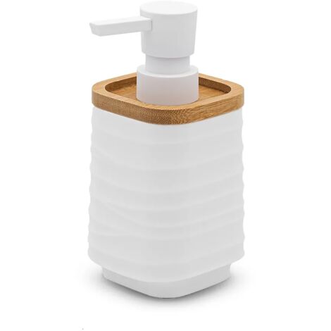 Dispenser sapone da appoggio bianco in abs e bambù Wave