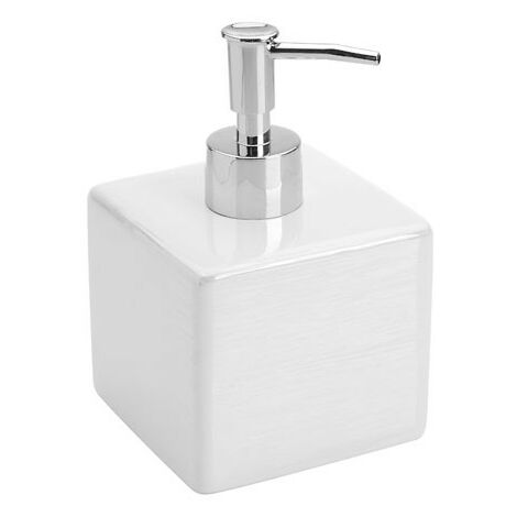 FERIDRAS Dispenser Sapone in Ceramica Lucida Bianco a forma di Cubo