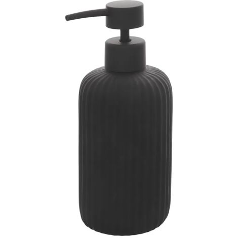 Dispenser sapone nero in ceramica soft touch capienza 330 ml Spring