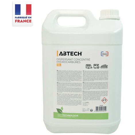 Dispersant concentré hydrocarbures 5 litres – Élimination des huiles minérales – Émulsifiant pour hydrocarbures – Bio-technologie efficace – Abtech