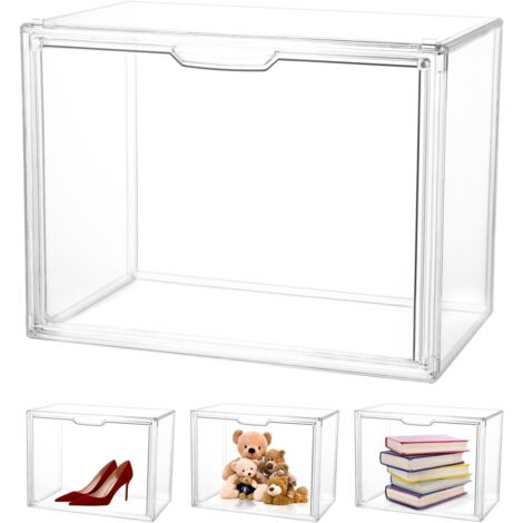 Display case for collections 36x27x23 cm – Stackable, dustproof acrylic box with magnetic door – Display of figurines, bags, shoes
