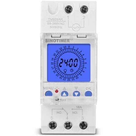 Display LCD digitale 24 ore, orologio elettronico, 85-265 V, montaggio su guida DIN, interruttore timer analogico intelligente programmabile con intervallo di 15 minuti (16 A)