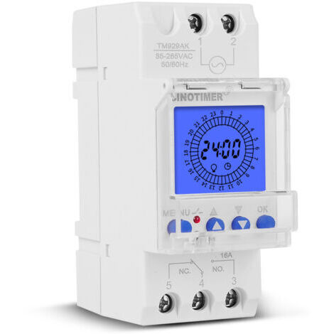 Display LCD digitale 24 ore, orologio elettronico, 85-265 V, montaggio su guida DIN, interruttore timer analogico intelligente programmabile con intervallo di 15 minuti (16 A)