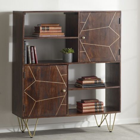 Display Unit with Shelves and Cupboards Dallas Dark Mango