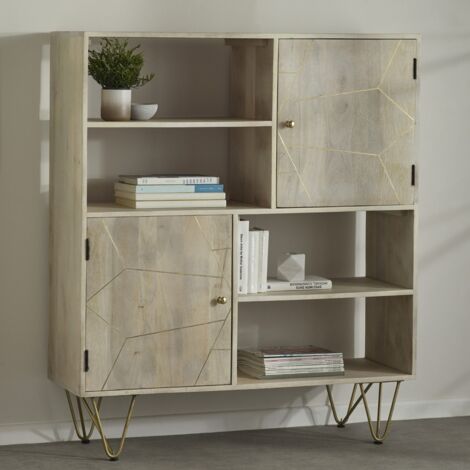 Display Unit with Shelves and Cupboards Dallas Light Mango